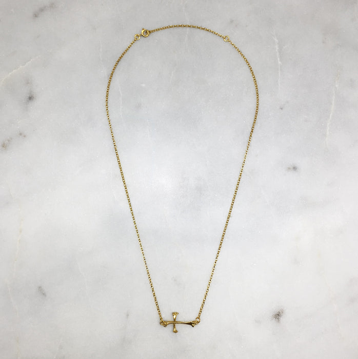 Gold Bone Cross Necklace