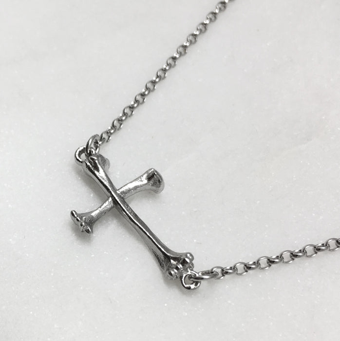 Silver Bone Cross Necklace