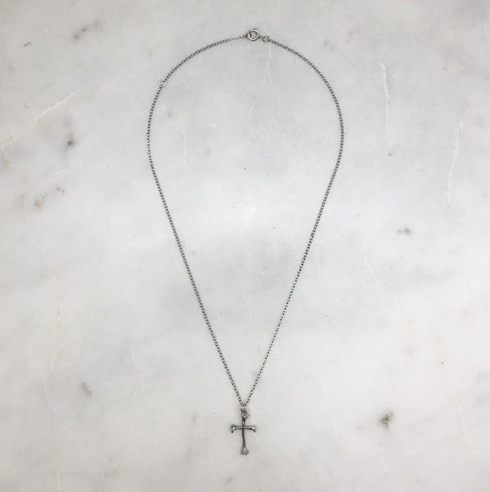 Silver Bone Cross Necklace