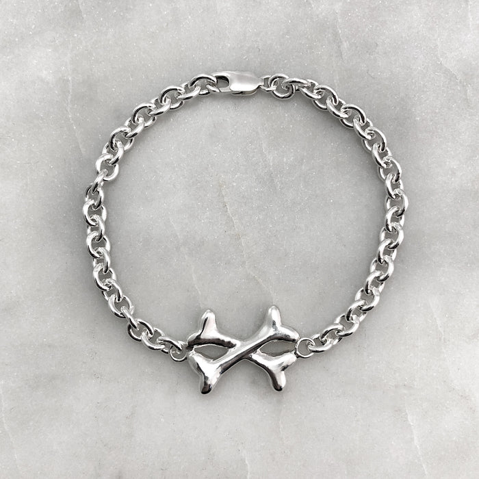 Silver Cross-Bone Bracelet