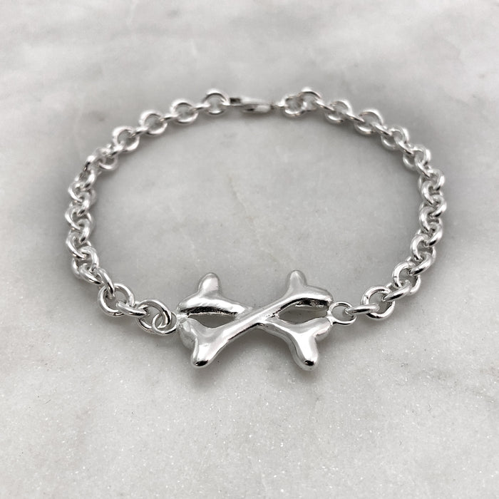 Silver Cross-Bone Bracelet