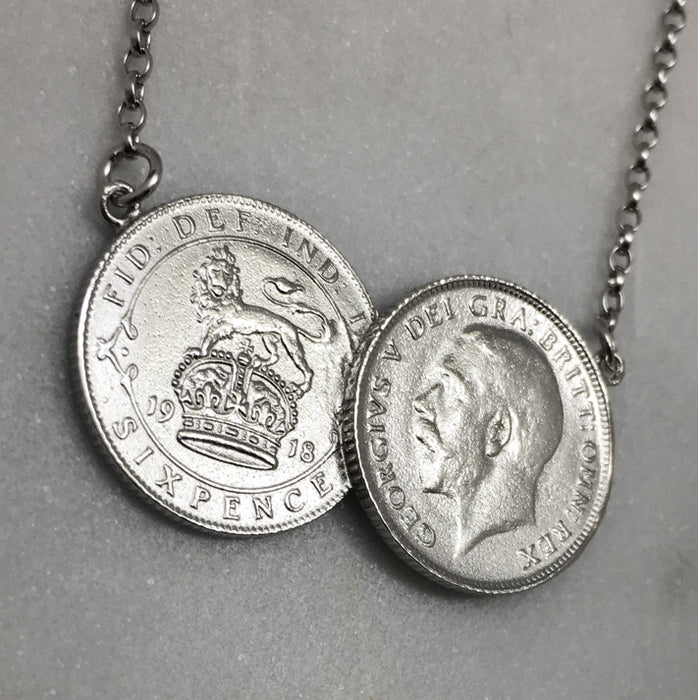 Silver Double Coin Necklaced