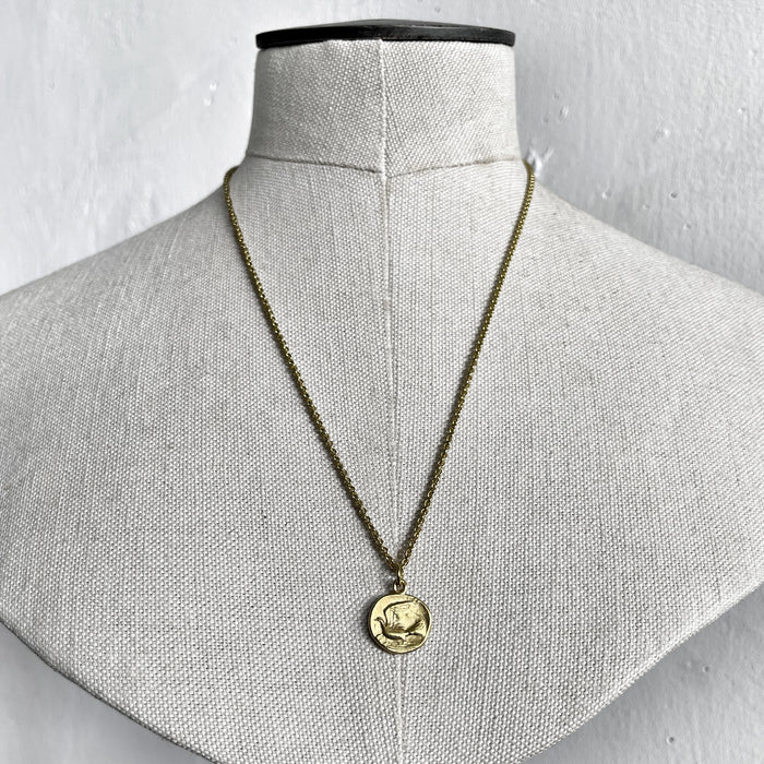 Gold Dove Coin Necklace