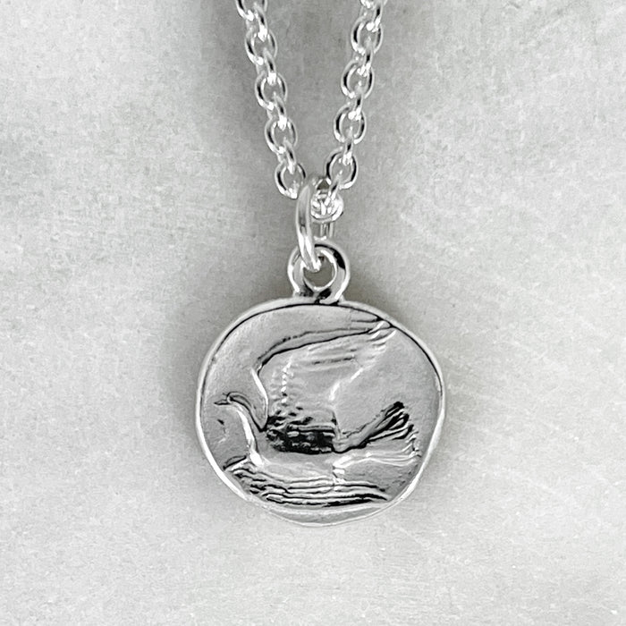 Silver Dove Coin Necklace