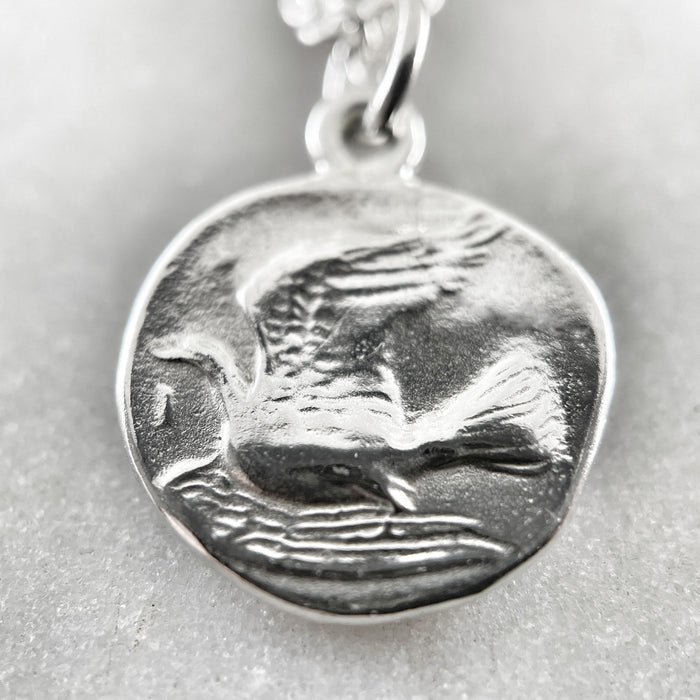 Silver Dove Coin Necklace