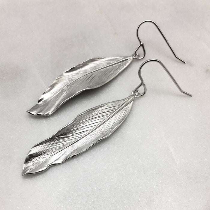 Silver Feather Earrings