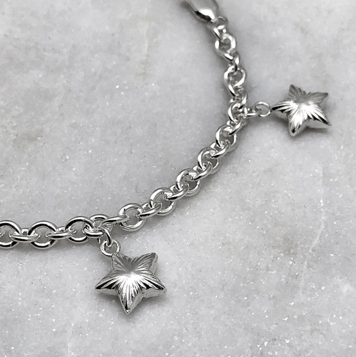 Star Bracelet, Silver Bracelet, Magical Bracelet, Lucky Star Bracelet, Celestial Jewelry