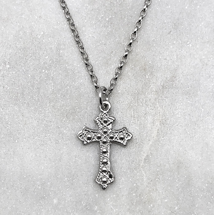 Gothic Silver Cross Necklace