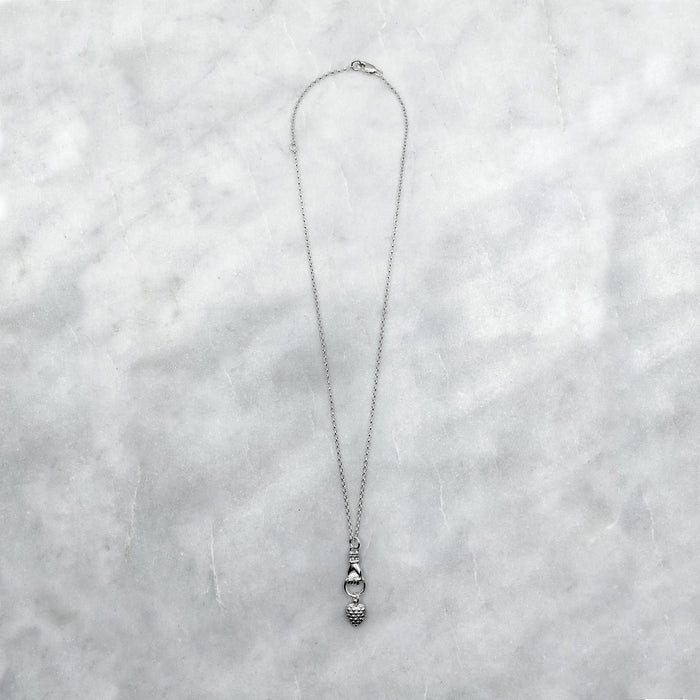 Hand Grasping Heart Necklace Silver Hand Necklace Hand Grasping