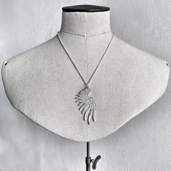 Large Silver Wing Pendant