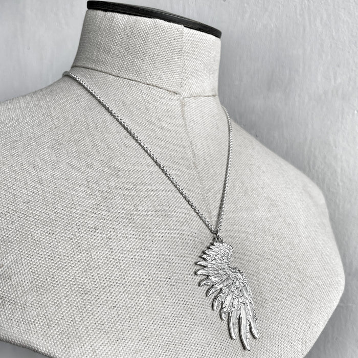 Large Silver Wing Pendant