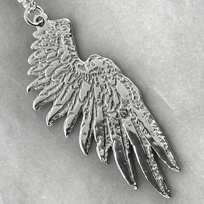 Personalised Large Silver Wing Pendant
