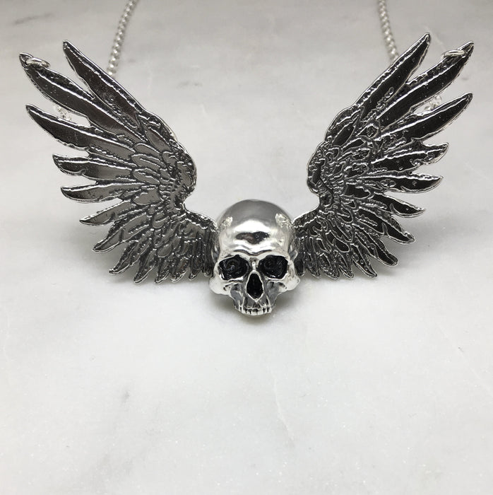 Large Winged Skull Necklace
