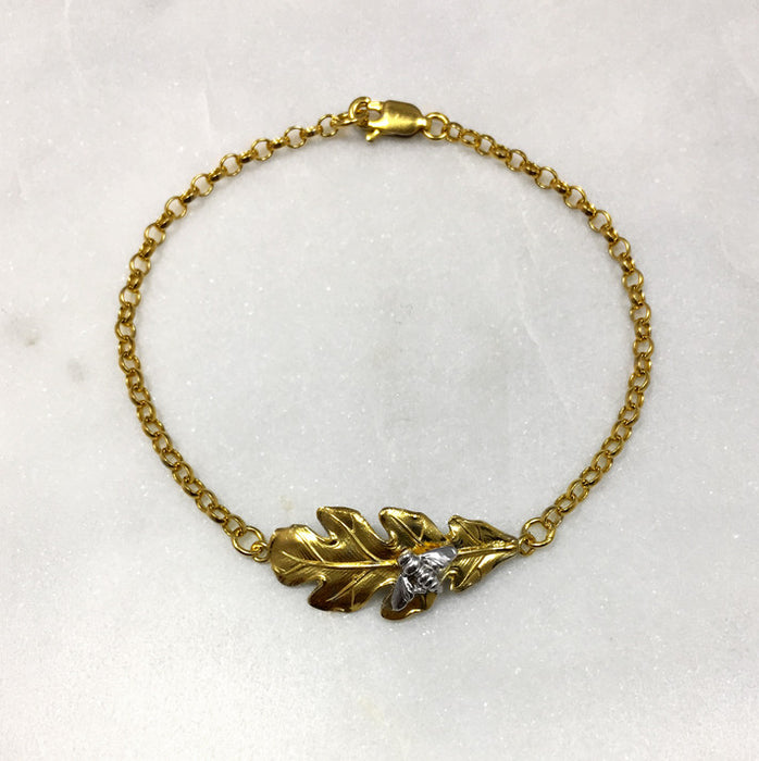 Gold Leaf & Silver Bee Bracelet