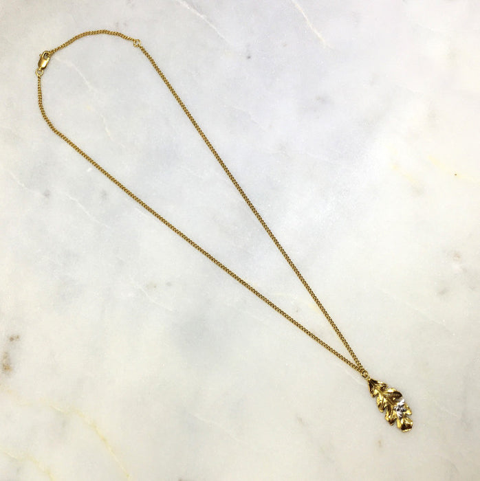 Gold Leaf & Silver Bee Necklace