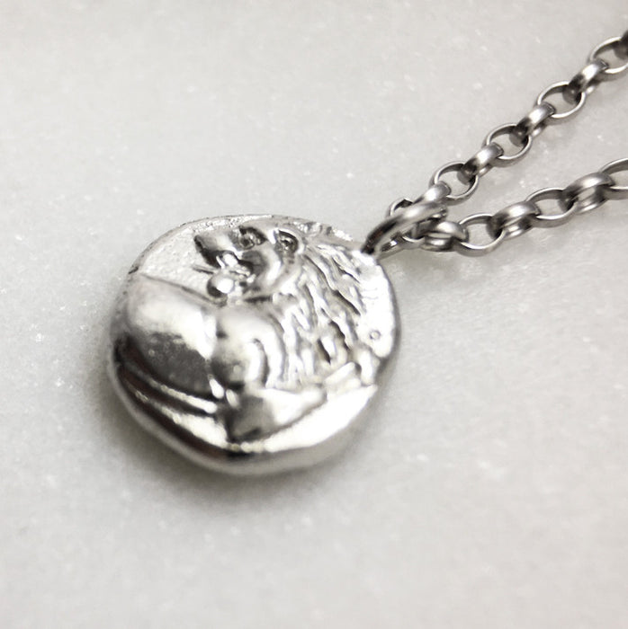 Silver Lion Coin Necklace