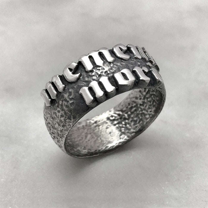 Large Memento Mori Silver Ring