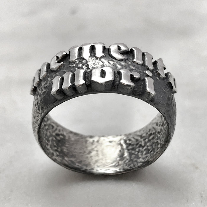 Large Memento Mori Silver Ring