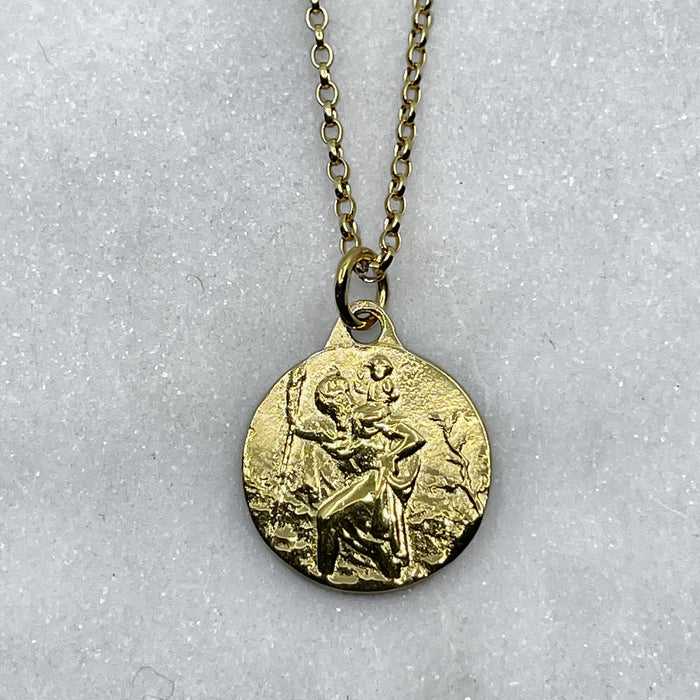 St Christopher Necklace, Gold Necklace, Protection While Traveling, 18th Birthday Gift, 21st Birthday Gift