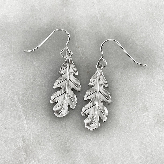 Oak Leaf Earrings, Silver or Gold