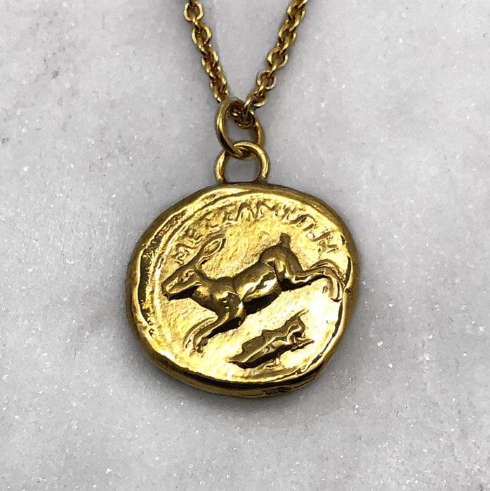 Octopus & Hare Gold Coin Necklace