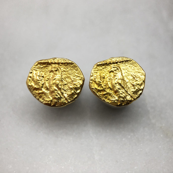 Gold Parrot Coin Earrings