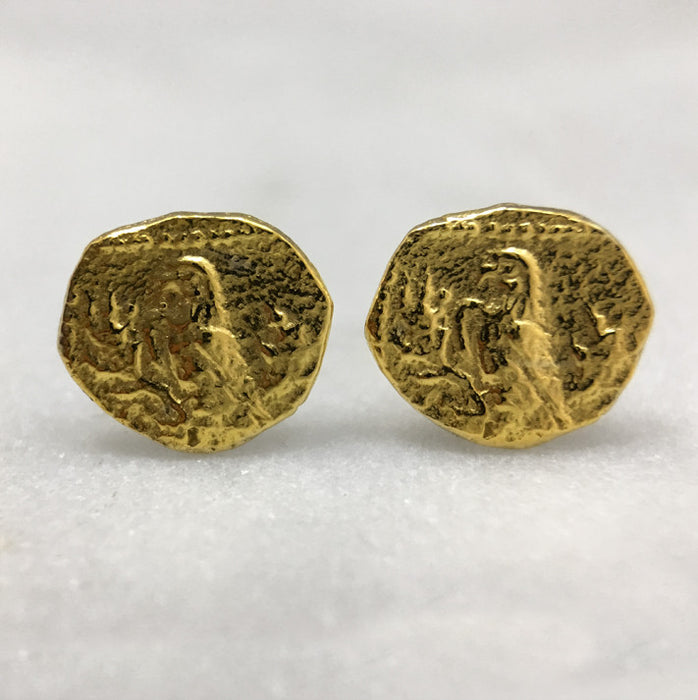 Gold Parrot Coin Earrings