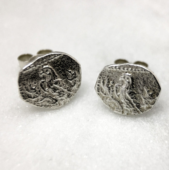 Silver Parrot Coin Earrings