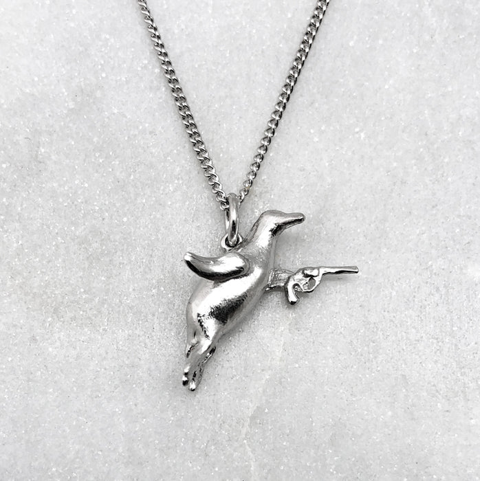 Silver Penguin Gun Necklace