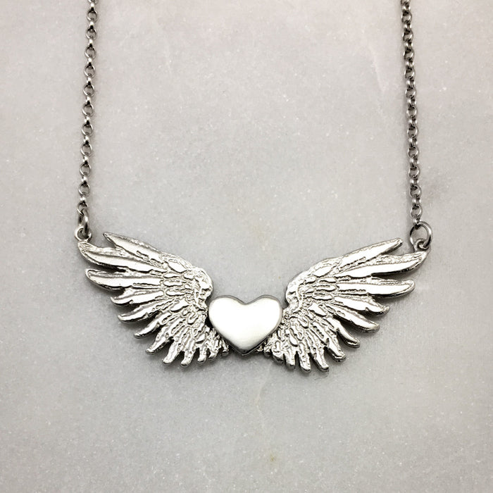 Angel Wing Heart Pendant - Yarwood Memorial Products