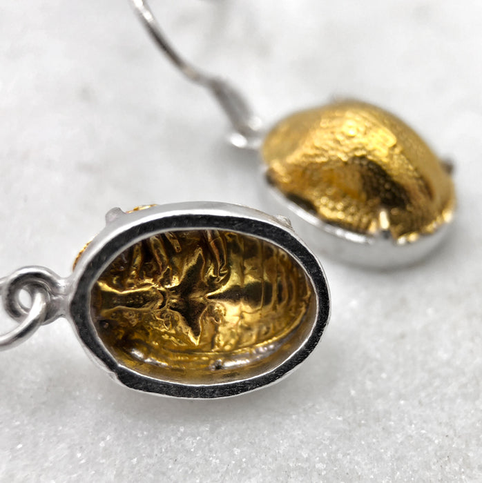 Scarab Beetle Silver / Gold Earrings