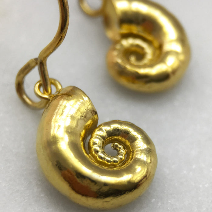 Tiny Gold Spirula Shell Earrings