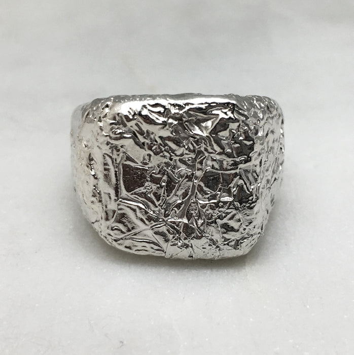 Silver Signet Ring, Crushed Square Signet, 18th Birthday Gift, 21st Birthday Gift, Gift For Him, Gift For Her