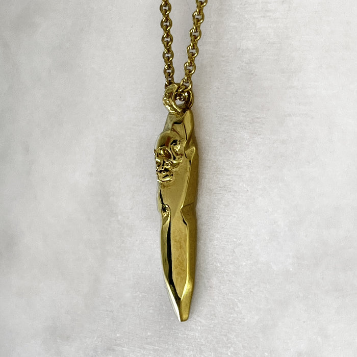 Skull Shard Necklace, Gold Necklace, Macabre Jewelry, Mourning Jewelry, Memento Mori