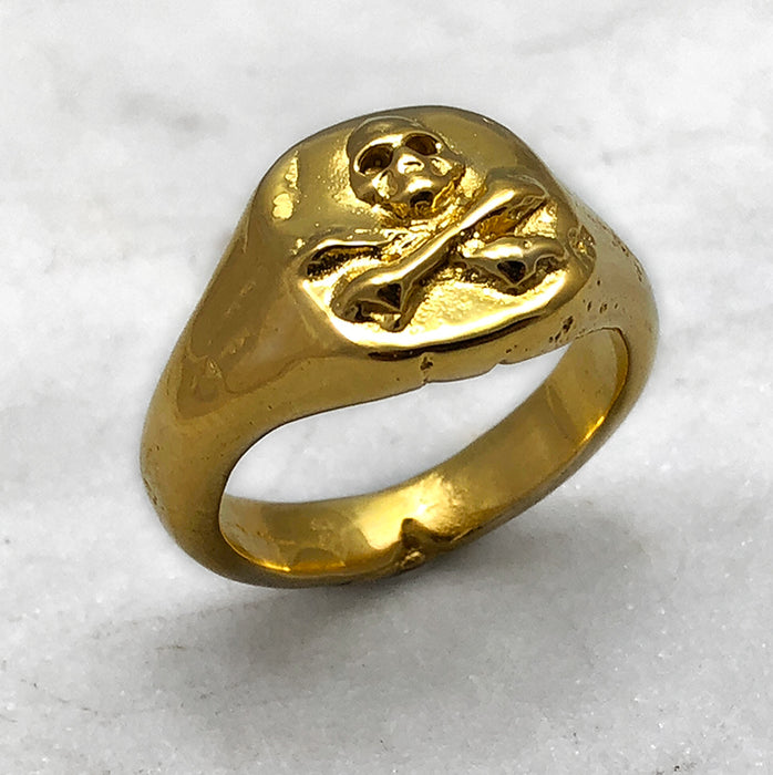 gold skull and crossbones ring