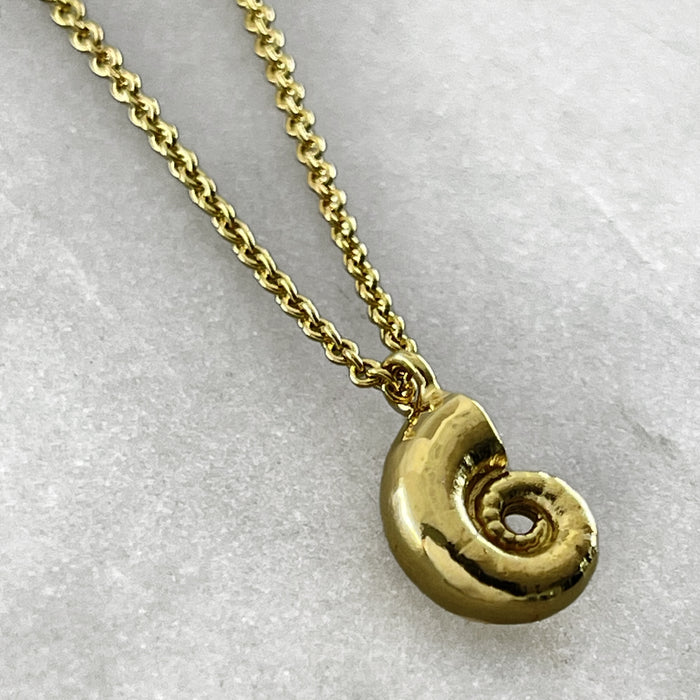 Tiny Gold Spirula Necklace, Shell Necklace, Ocean Jewelry, Beach Necklace, Boho Necklace