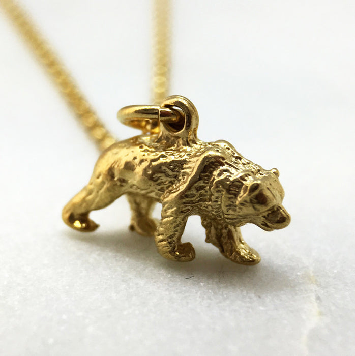 Gold Nose Bear Necklace - Silver/18K Yellow Gold/Black – Baubou