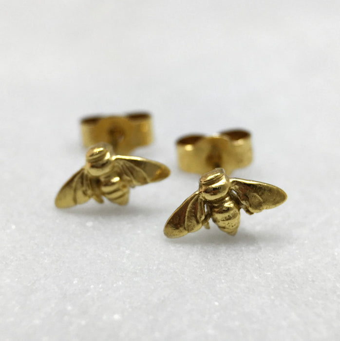 Tiny Gold Bee Studs