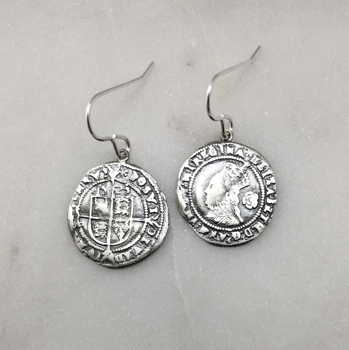 Silver Tudor Coin Earrings