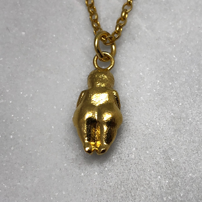Venus Of Willendorf Necklace, Gold Necklace, Mother Goddess, Fertility Symbol
