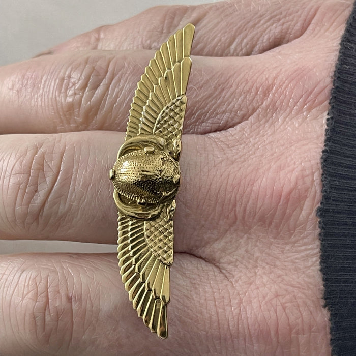 Winged Golden Scarab Ring